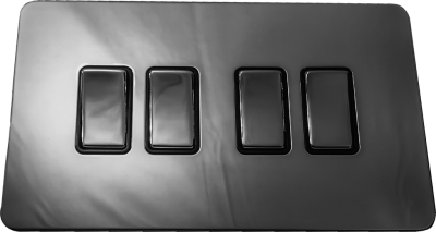 фото четырёхклавишный выключатель проходной, цвет: черный никель, excellent
