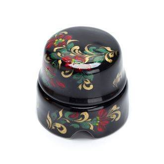 фото распаячная коробка d 60 мм + 4 самореза цвет черный с цветами или ягодами: роспись по мотивам хохломского стиля