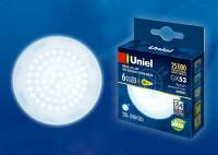 Лампа светодиодная Uniel  GX53 6Вт 6500K LED-GX53-6W/6500K/GX53/FR PLZ01WH картон фото