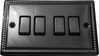 фото четырёхклавишный выключатель проходной, цвет: черный никель, grant