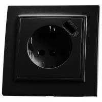 Розетка с заземлением, шторками и USB Stekker Эрна 39480 фото