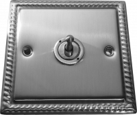 фото одноклавишный тумблерный выключатель проходной, цвет: матовая сталь, grant