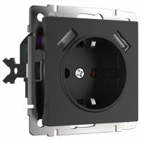 Розетка с заземлением, шторками и 2хUSB, без рамки Werkel W117 7 W1171508 фото