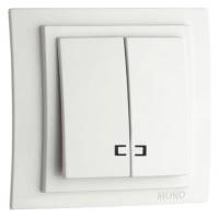 Выключатель двухклавишный с подсветкой без рамки Mono Electric Despina / Larissa 500-000125-103 фото