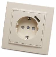 Розетка с заземлением, шторками и USB Stekker PST16-9011 39237 фото