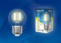 Лампа светодиодная Uniel Air E27 7.5Вт 3000K LED-G45-7,5W/WW/E27/CL GLA01TR картон