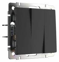 Выключатель трехклавишный без рамки Werkel черный матовый W1130008 (черный матовый) фото