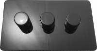 фото трёхклавишный светорегулятор проходной, цвет: черный никель, excellent
