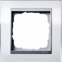 фото 211726 - gira event clear рамка на 1 пост, белая глянцевая, центральная вставка алюм.