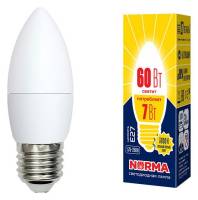 Лампа светодиодная Volpe  E27 7Вт 3000K LED-C37-7W/WW/E27/FR/NR картон фото