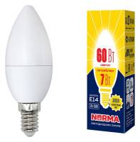 Лампа светодиодная Volpe  E14 7Вт 3000K LED-C37-7W/WW/E14/FR/NR картон фото