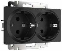 Розетка двойная с заземлением без рамки Werkel черный матовый W1172008 фото