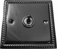фото одноклавишный тумблерный выключатель проходной, цвет: черный никель, grant