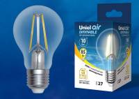 Лампа светодиодная Uniel  E27 10Вт 3000K LED-A60-10W/3000K/E27/CL/DIM GLA01TR картон фото