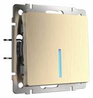 Выключатель проходной одноклавишный с подсветкой без рамки Werkel шампань рифленый W1112110 фото