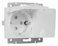 Розетка двойная влагозащищенная с заземлением и шторками с крышкой Werkel белые W1172201 фото