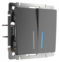 Выключатель двухклавишный с подсветкой без рамки Werkel графит рифленый W1120104 фото