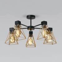 Люстра на штанге Eurosvet Trappola 70107/5 черный/латунь фото