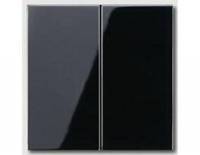 фото выключатель двухклавишный проходной jung, цвет:	черный глянцевый