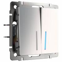 Выключатель двухклавишный с подсветкой без рамки Werkel W112 4 W1120102 фото