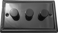 фото трёхклавишный светорегулятор проходной, цвет: черный никель, grant