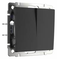 Выключатель проходной двухклавишный без рамки Werkel черный матовый W1122008 фото