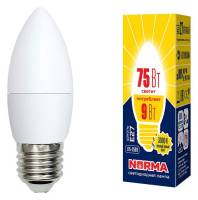 Лампа светодиодная Volpe  E27 9Вт 3000K LED-C37-9W/WW/E27/FR/NR картон фото