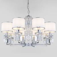 Подвесная люстра Eurosvet Zaffiro 10099/8 хром/прозрачный хрусталь Strotskis (новый абажур) фото