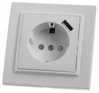 Розетка с заземлением, шторками и USB Stekker PST16-9011 39051 фото
