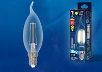 Лампа светодиодная Uniel  E14 9Вт 3000K LED-CW35-9W/3000K/E14/CL PLS02WH картон фото
