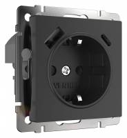 Розетка с заземлением, шторками и USB, без рамки Werkel черный W1171708 фото