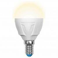 LED-G45 7W/WW/E14/FR PLP01WH Лампа светодиодная. Форма «шар», матовая. Серия ЯРКАЯ. Теплый белый свет (3000K). Картон. ТМ Uniel