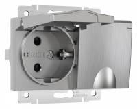 Розетка влагозащищенная с заземлением и шторками, без рамки с крышкой Werkel серебро W1172209 фото
