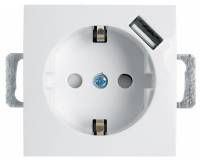 Розетка с заземлением, шторками и USB, без рамки Stekker PST16-9111 39318 фото