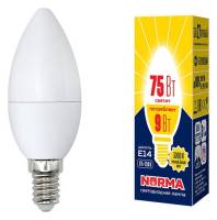 Лампа светодиодная Volpe  E14 9Вт 3000K LED-C37-9W/WW/E14/FR/NR картон фото