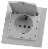 Розетка влагозащищенная с заземлением и шторками с крышкой Stekker PST16-9012 39052 фото