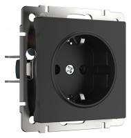 Розетка с заземлением и шторками, без рамки Werkel Черный матовый W1171108 фото