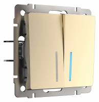 Выключатель проходной двухклавишный с подсветкой без рамки Werkel шампань W1122111 фото