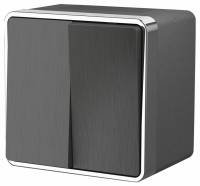 Выключатель двухклавишный влагозащищенный Werkel Gallant (графит рифленый) W5020204 Gallant (графит рифленый) фото