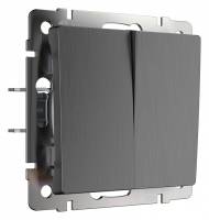 Выключатель проходной двухклавишный без рамки Werkel графит рифленый W1122004 фото