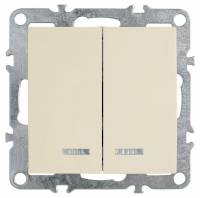 Выключатель двухклавишный с подсветкой без рамки Stekker Эрна 39321 фото