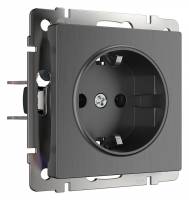 Розетка с заземлением и шторками, без рамки Werkel графит рифленый W1171104 фото