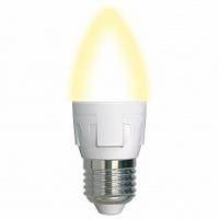 LED-C37 7W/WW/E27/FR PLP01WH Лампа светодиодная. Форма «свеча», матовая. Серия ЯРКАЯ. Теплый белый свет (3000K). Картон. ТМ Uniel