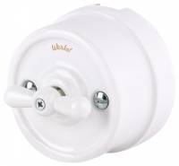 Выключатель одноклавишный Werkel белый Ретро W5612001 фото