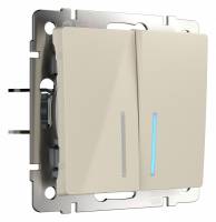 Выключатель проходной двухклавишный с подсветкой без рамки Werkel Слоновая кость W1120103 фото