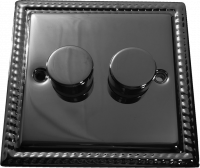 фото двухклавишный светорегулятор проходной, цвет: черный никель, grant