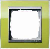 фото 211746 - gira event clear рамка на 1 пост, зелёная глянцевая, центральная вставка алюм.
