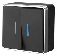 Выключатель двухклавишный с подсветкой без рамки Werkel черный / хром W5020135 фото