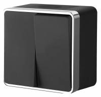 Выключатель двухклавишный влагозащищенный Werkel Gallant черный/хром W5020235 фото