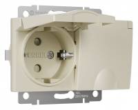 Розетка влагозащищенная с заземлением и шторками, без рамки с крышкой Werkel слоновая кость W1172203 фото